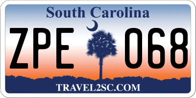 SC license plate ZPE068