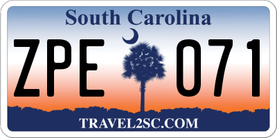 SC license plate ZPE071