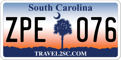 SC license plate ZPE076