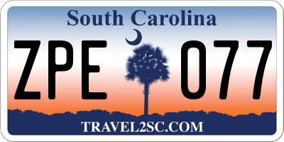 SC license plate ZPE077