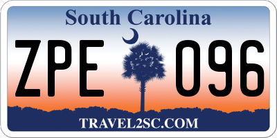 SC license plate ZPE096