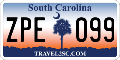 SC license plate ZPE099