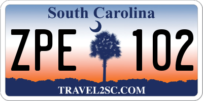 SC license plate ZPE102