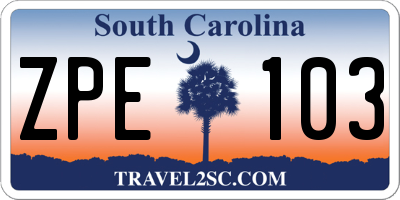 SC license plate ZPE103