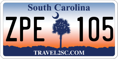 SC license plate ZPE105