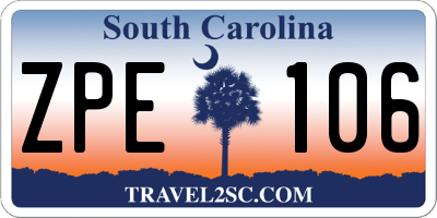 SC license plate ZPE106