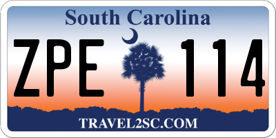 SC license plate ZPE114