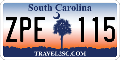 SC license plate ZPE115