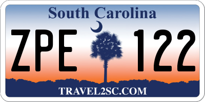 SC license plate ZPE122