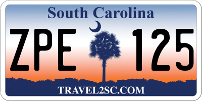SC license plate ZPE125
