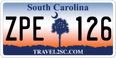 SC license plate ZPE126