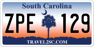 SC license plate ZPE129