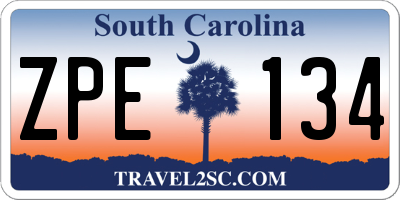 SC license plate ZPE134