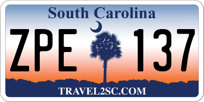 SC license plate ZPE137