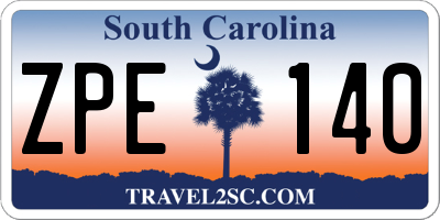 SC license plate ZPE140