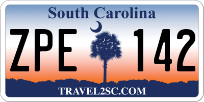 SC license plate ZPE142