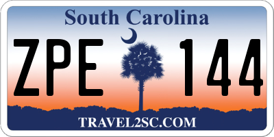 SC license plate ZPE144