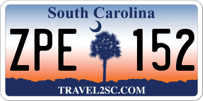 SC license plate ZPE152