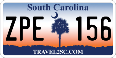 SC license plate ZPE156