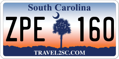 SC license plate ZPE160