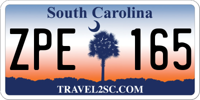SC license plate ZPE165