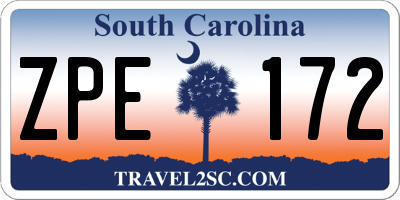 SC license plate ZPE172