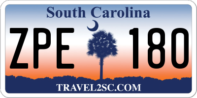 SC license plate ZPE180