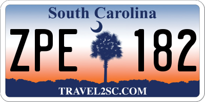 SC license plate ZPE182