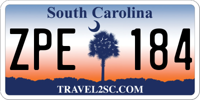 SC license plate ZPE184