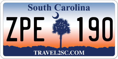 SC license plate ZPE190