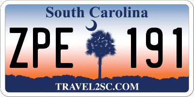 SC license plate ZPE191