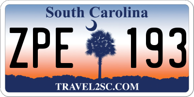 SC license plate ZPE193