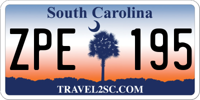 SC license plate ZPE195