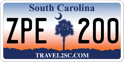 SC license plate ZPE200