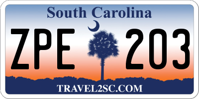 SC license plate ZPE203
