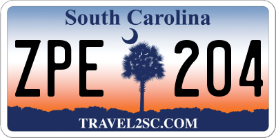 SC license plate ZPE204