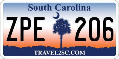 SC license plate ZPE206