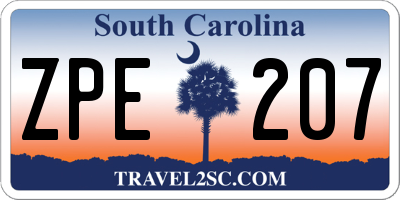 SC license plate ZPE207