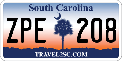SC license plate ZPE208