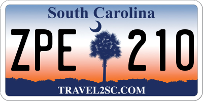 SC license plate ZPE210