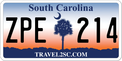 SC license plate ZPE214