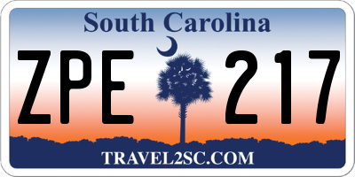 SC license plate ZPE217