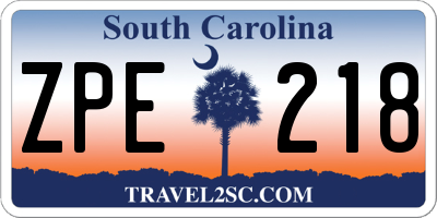 SC license plate ZPE218