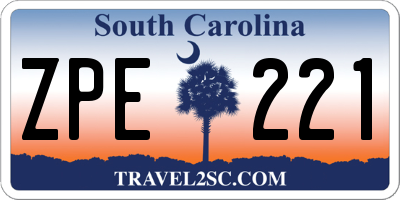 SC license plate ZPE221
