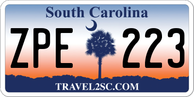 SC license plate ZPE223