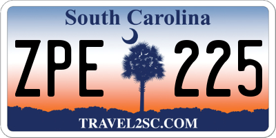 SC license plate ZPE225