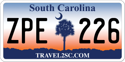SC license plate ZPE226