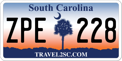 SC license plate ZPE228
