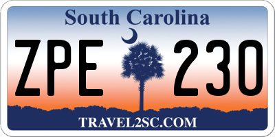 SC license plate ZPE230