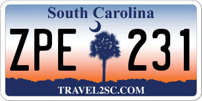 SC license plate ZPE231